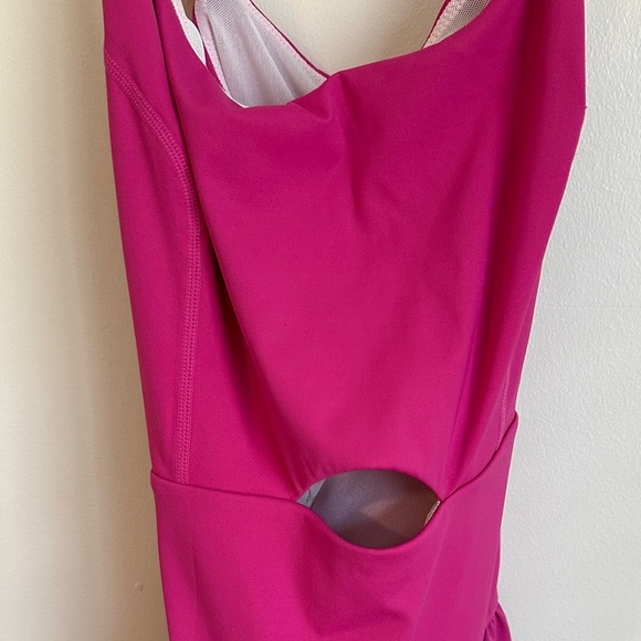 Pink Sleeveless Athletic Romper with Cutout - Picture 2 of 5